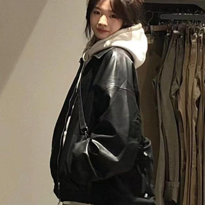 Autumn Winter Street Style Casual Fashion PU Leather Jacket Women Vintage Zipper Coat Cardigan Outwear Top