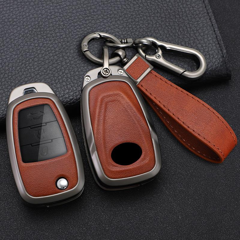 Zinc Alloy Car Key Case 3 Button Flip Keychain Remote Control Fobs Protector Cover Jacket For Faw Besturn X80