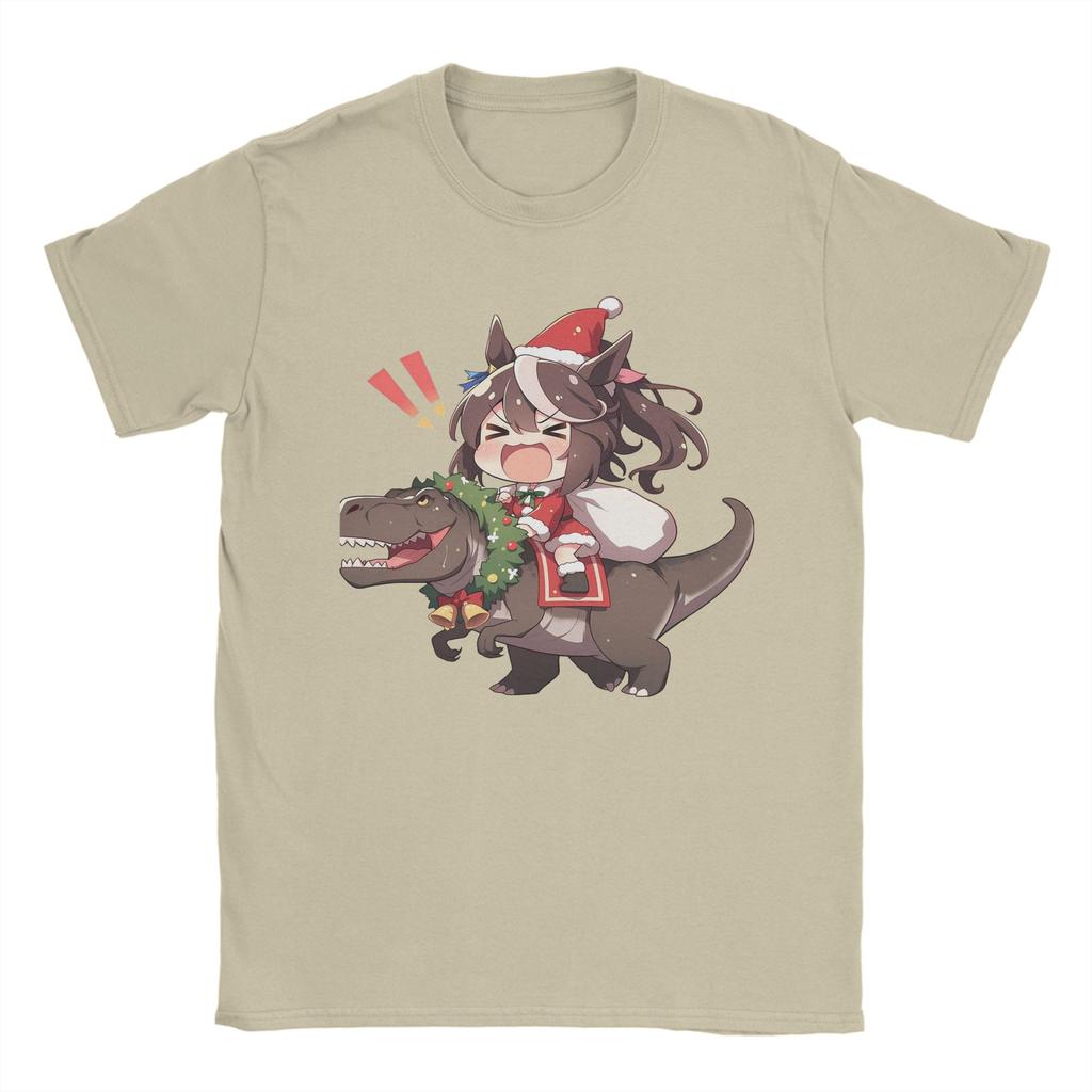 Tokai Teio Christmas T Shirts Men's Pure Cotton T-Shirts Round Neck Uma Musume Pretty Derby Anime Tees Short Sleeve Clothes