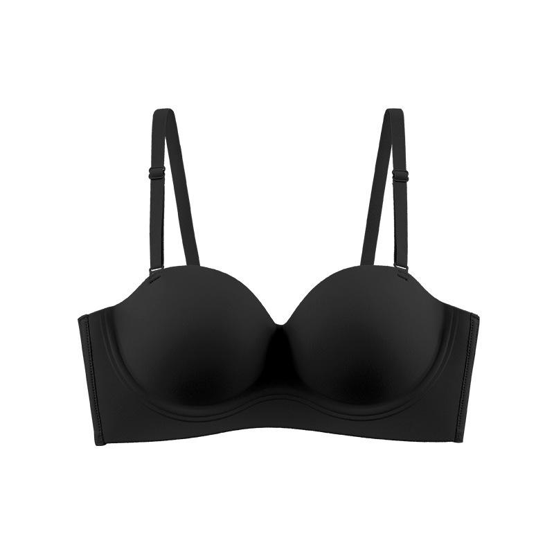 

Small breasts show big gathering underwear seamless steel ring shows round collection of breast anti-sagging sexy bra 34ab through cup чёрный