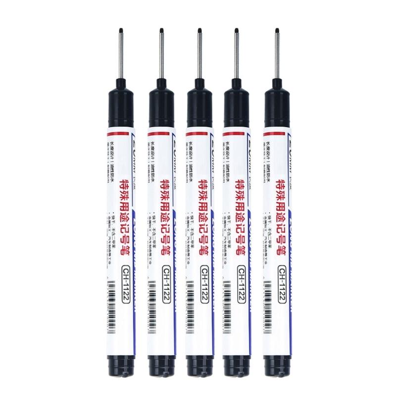 

5PCS Marking Pen Plastic Construction Markers Suitable for Precise Drilling Alignment on Metal Wood Glass Surfaces чорний