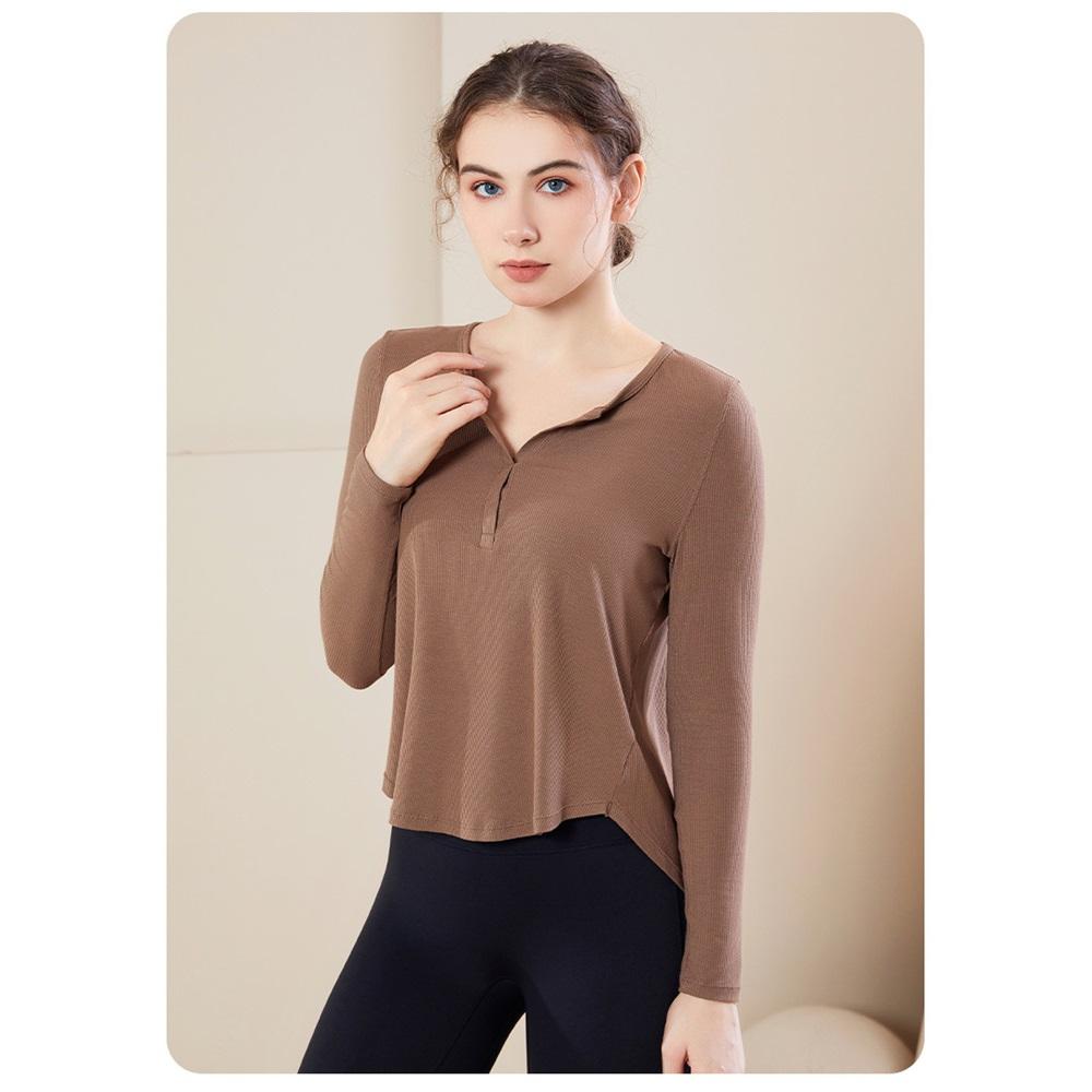 Loose Fitness Yoga Long Sleeved T-shirt Quick Drying Cover Shirt Autumn New Versatile Thread Sports Fitness Suit Top For Women
