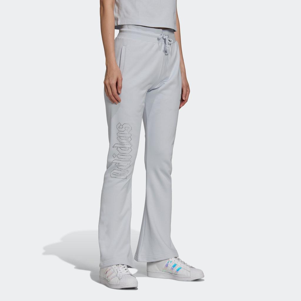 Adidas Originals Solid Color Drawstring Moisture-Wicking Wide-Leg Sports Pants Women Pants Light-Blue HF6769