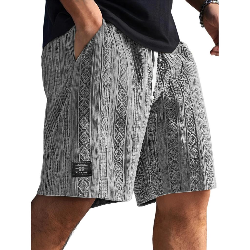 Shorts décontractés confortables pour hommes, texture jacquard quotidienne, logo mode