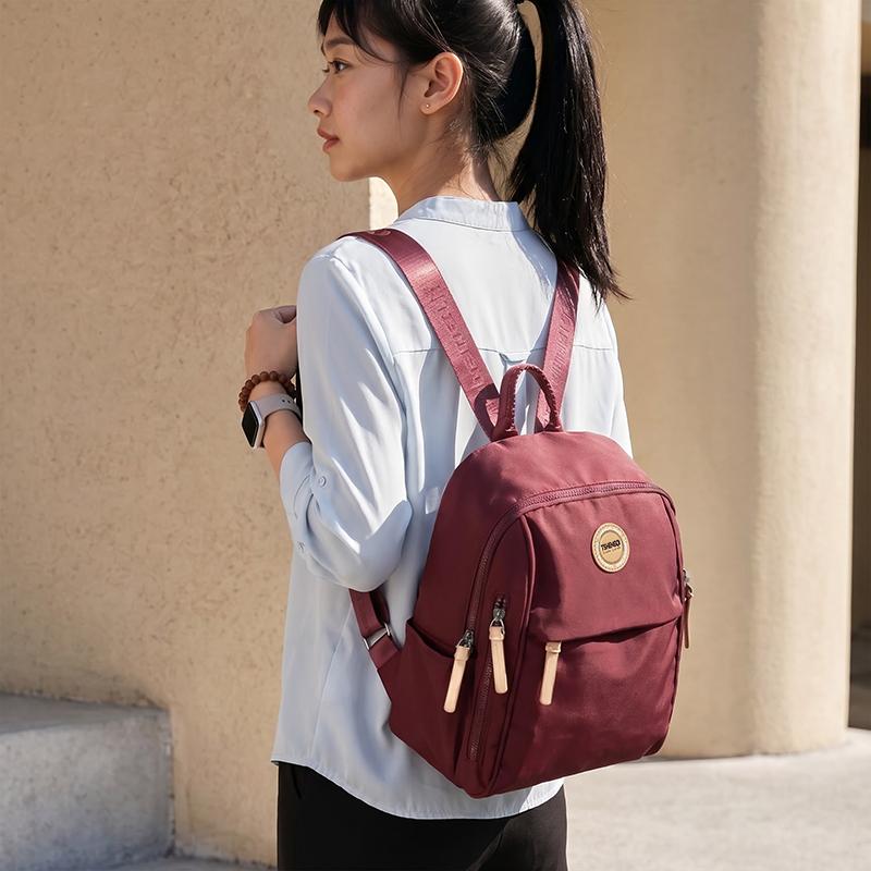 Women's Nylon Backpack with Multiple Zipper Pockets Large Capacity School Bag for Students Daily