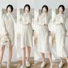 Plus-Size Women's Thickened Winter Long Knitted Wool Dress with Half-High Collar