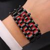 Fashion Men's Digital Lava Wristwatch Full Metal Black Red/Blue LED Display Sporty Creative Gift for Male Youth