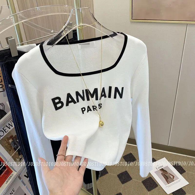 Women's Slim Fit Color-Block Square-Neck Long-Sleeve T-Shirt for Spring/Autumn 2025