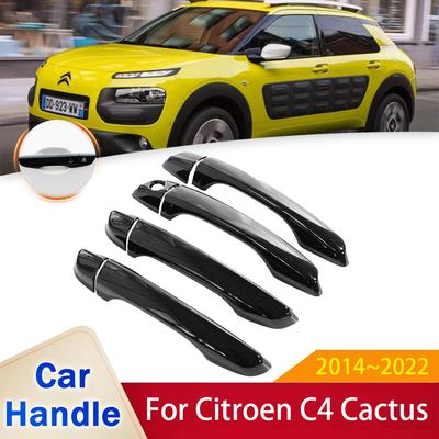Pro Citroen C4 Cactus 2014 2015 2016 2017 2018 2022 Lesklá černá Samolepky krytu vnější kliky na auto