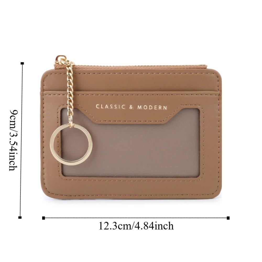 Simple With Keychain Hanging Card Bag PU Leather Thin Pocket Coin Purse Multifunction Waterproof Multi-card Wallet Gifts