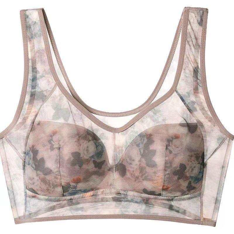 Seamless Women s Printed Lace Push-Up Bra, Plus Size, Wire-Free, Vest Style