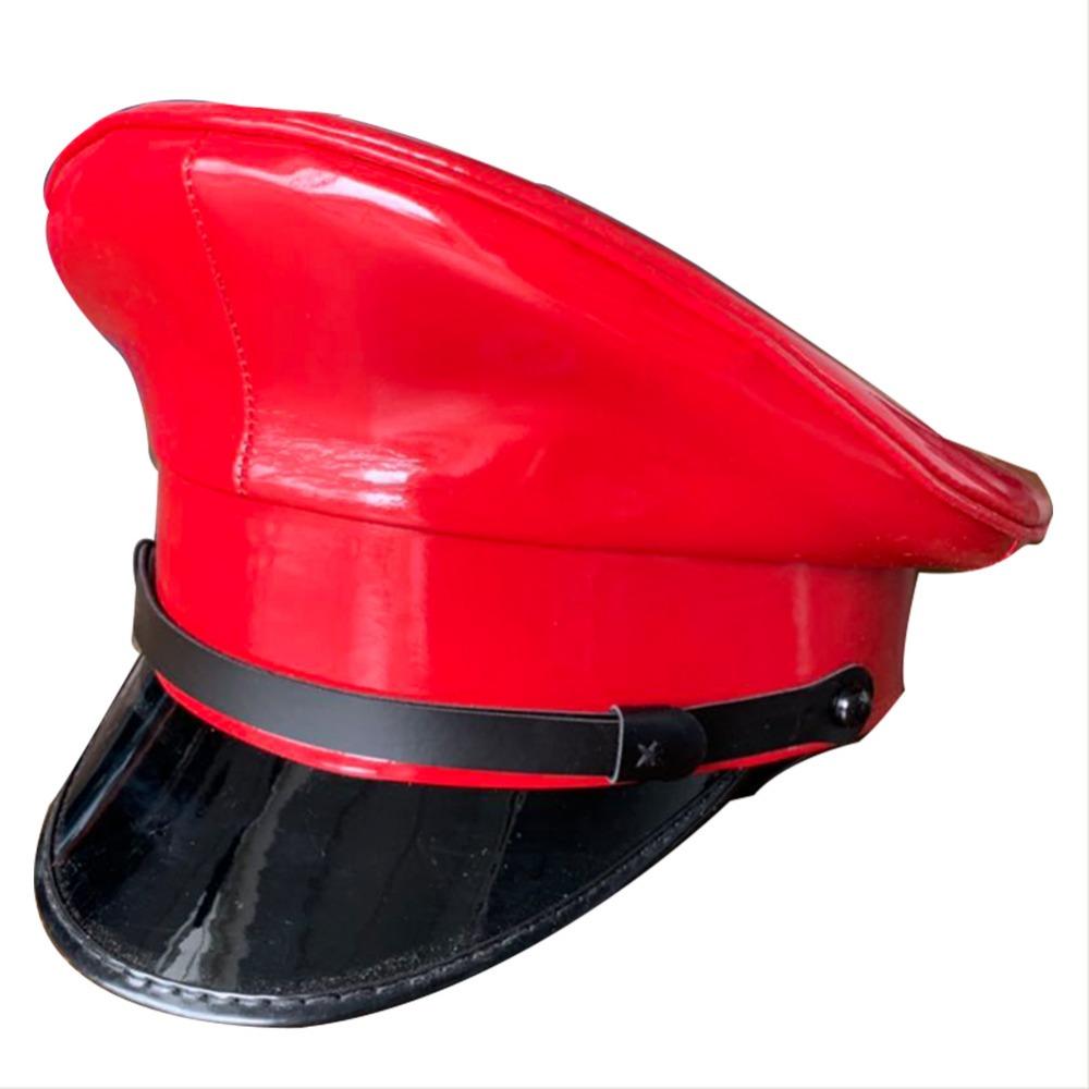 PU Leather Captain Cap Prom Performance Big Brimmed Hat Bar Cosplay Show Hat Personality Beret Cap