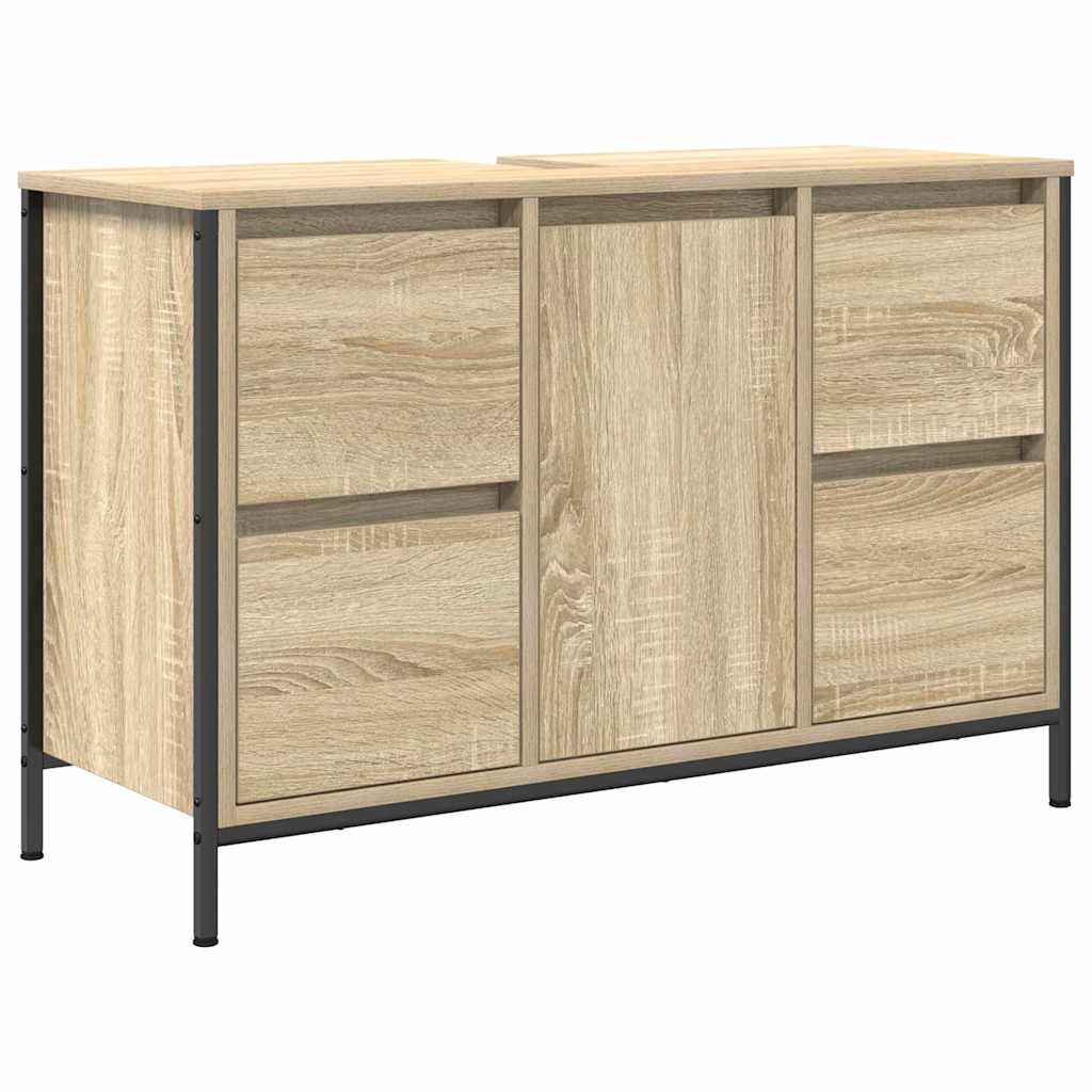 Bathroom Furniture Set with Shelf 2 pcs Sonoma Oak and Black