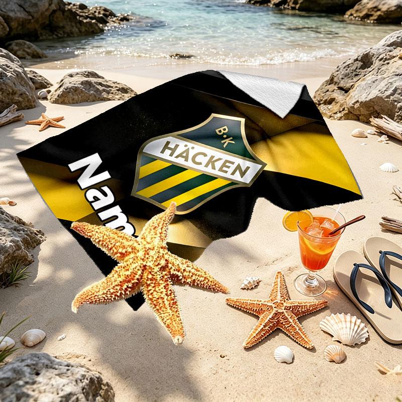 Custom Name Personalized BK Hacken Print Beach Towel, for Trip Camping Beach Party Home Decor, Birthday Gift for Family & Friends