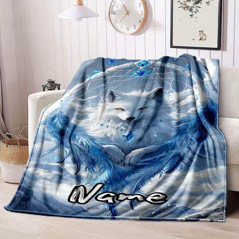 Wolf Dream Catcher Customize Your Name Blanket Warm Comfortable And Soft Blankets Are Suitable For Home Chairs Office Sofas Sofas Office Camping And