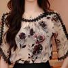 Spring and Autumn Chiffon Western Style Blouse Floral Short-sleeved Super Fairy Shirt Summer Women