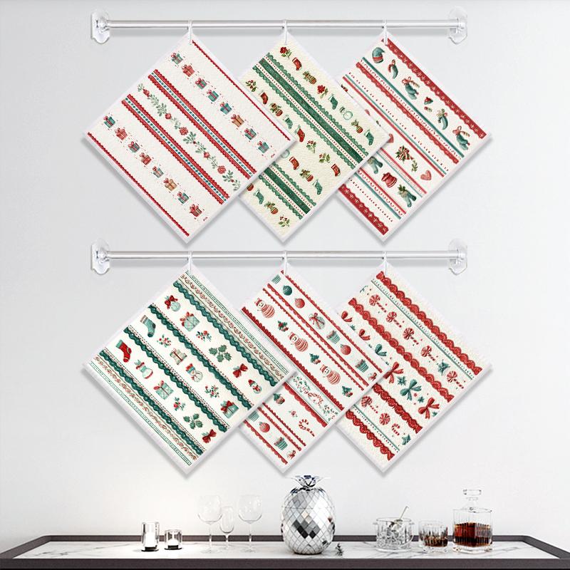 

6 ШТ Шведские Салфетки для Посуды Кухонные Полотенца для Посуды Впитывающие Салфетки для Посуды Мягкие Нетканые Салфетки Для Мытья Посуды Уборки Рождественский Подарок 6 PCS разноцветный