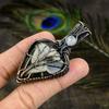 Mud Crack Fossil, Moonstone Gemstone Copper Wire Wrap Jewelry Pendant 2.76"