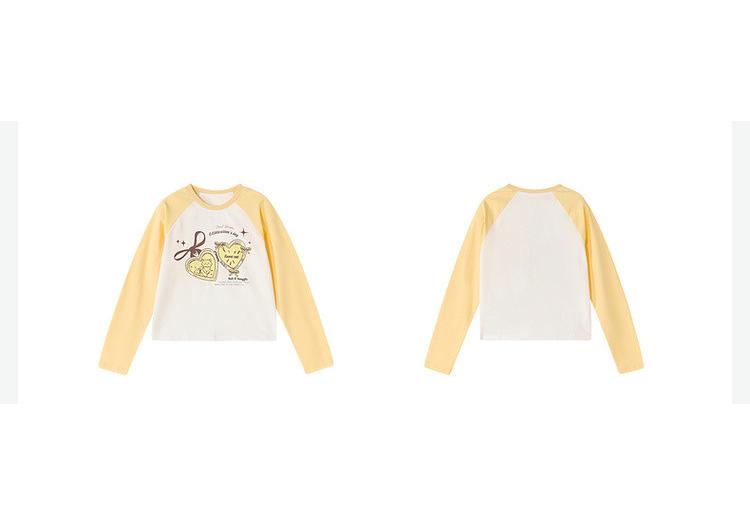Girls' Color Contrasting Long Sleeve Casual Top