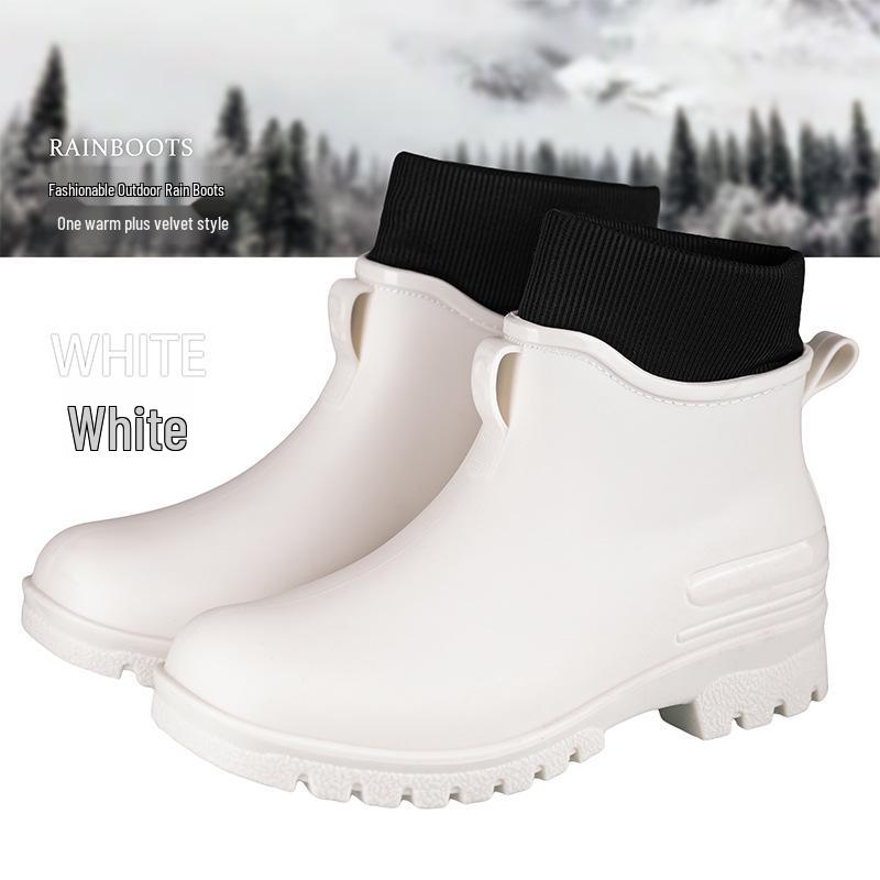 

Унісекс Модні Короткі Дощові Чоботи з Вельветом, Нековзним, Водонепроникним Дизайном для Жінок 36