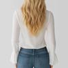 Elegant French Style Spring Summer V-Neck Bubble Sleeve Shirt Tops for Women Pure Color Ruffles Lady's Blouse
