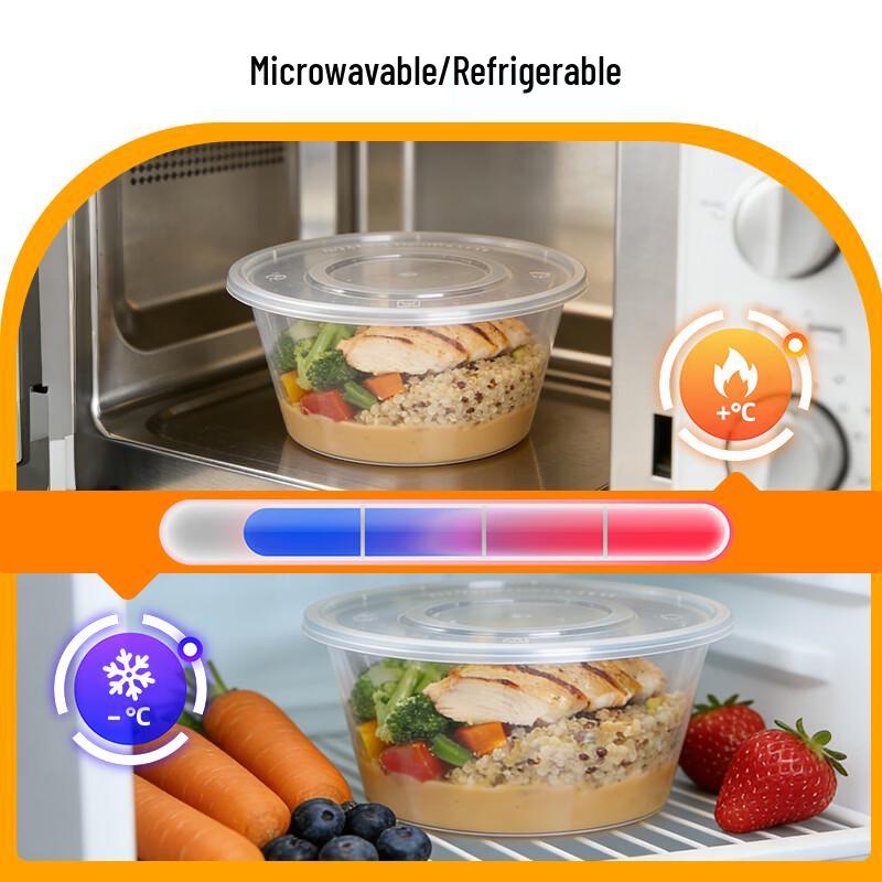 Disposable Round 1750ml Food Containers with Lids