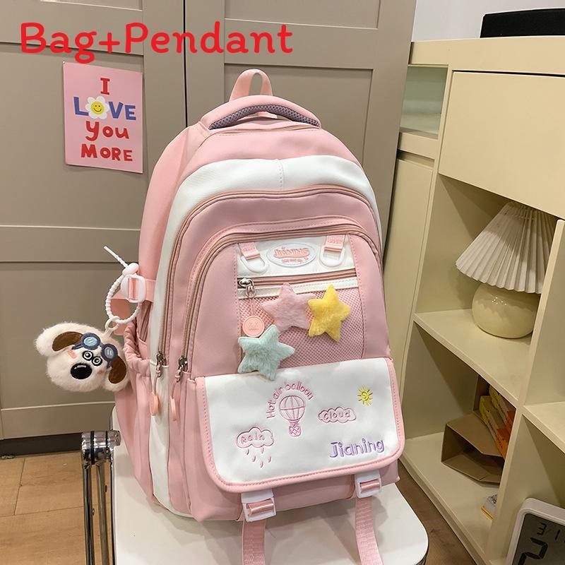 

Youthful Nylon Student Backpack With Embroidered Design For School Use