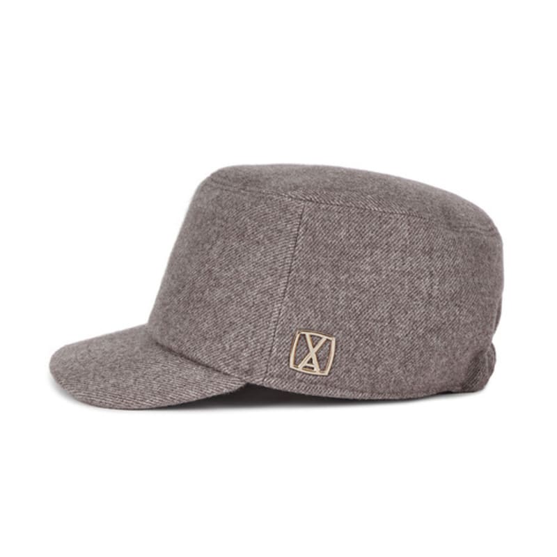 VARZAR VA Square Studded Wool Bellboy Cap Brown