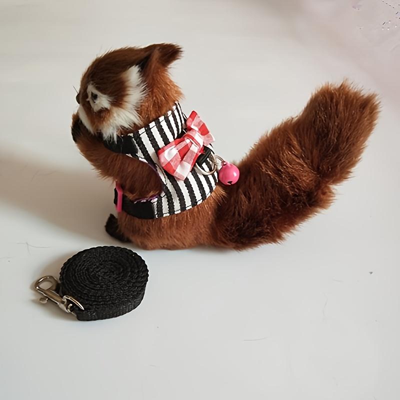 2pcs/set Hamster Harness And Leash Walking Set, Small Pet Clothes With Bow Bells, Safe And Comfortable Padded Vest, Hamster Stri