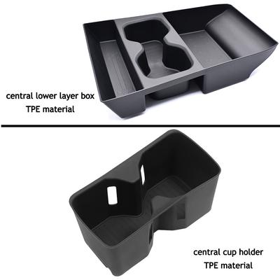 For Hyundai Santa Fe 2025 2025 Central Lower Layer Storage Box Cup Holder Anti Dirt Pad Black TPE Silicone Organizer Tidying