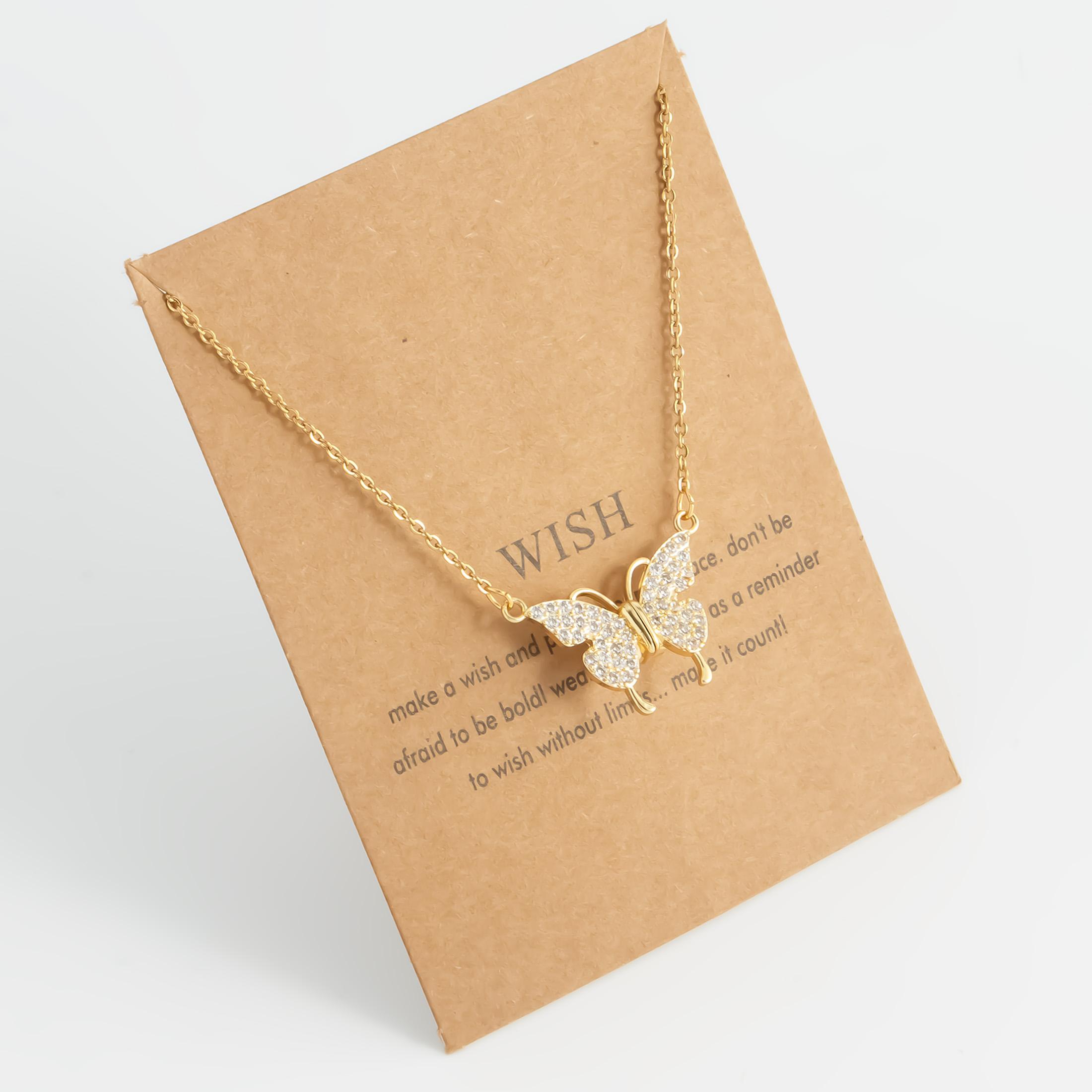 

Sparkling Butterfly Pendant for Women s Fashion and Exquisite Stainless Steel Gold Plated Necklace for Women s Jewelry Gifts золотой