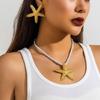 Beach Starfish Pendant Necklace Fashion Stud Earring Jewelry Clavicle Chain
