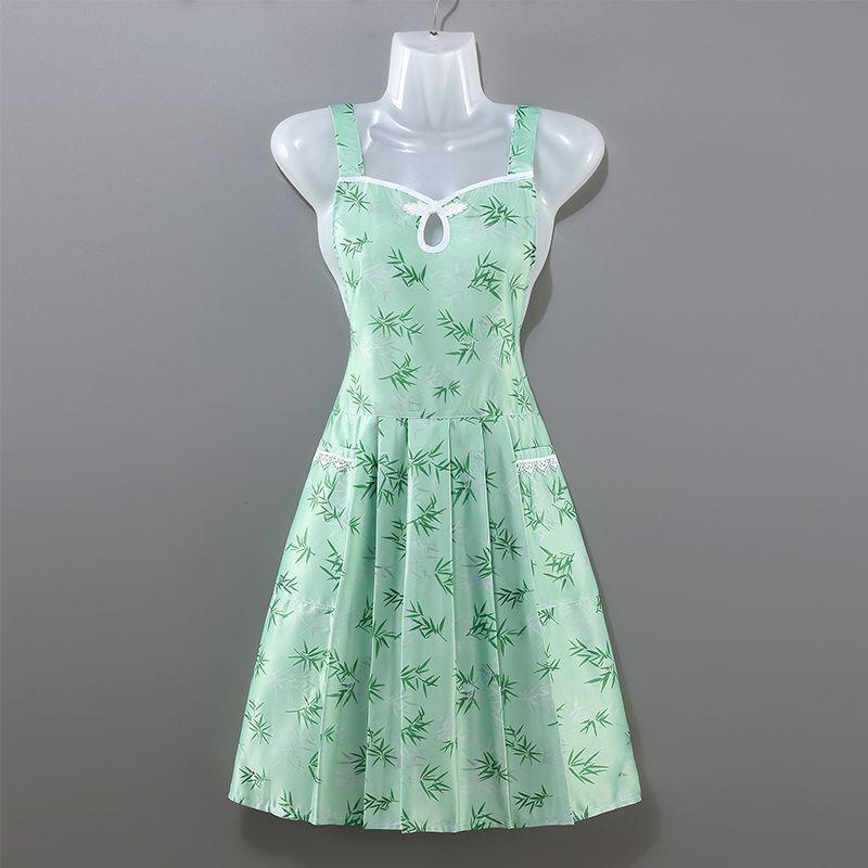 Backstrap Apron - Summer Lightweight Model - Home Use Kitchen - Breathable - Women s - Sleeveless - Princess Style - Workwear Apron apron green