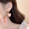 Forest-Style Pink Diamond Heart Stud Earrings: Minimalist, Gentle, Versatile Design for Spring and Summer.