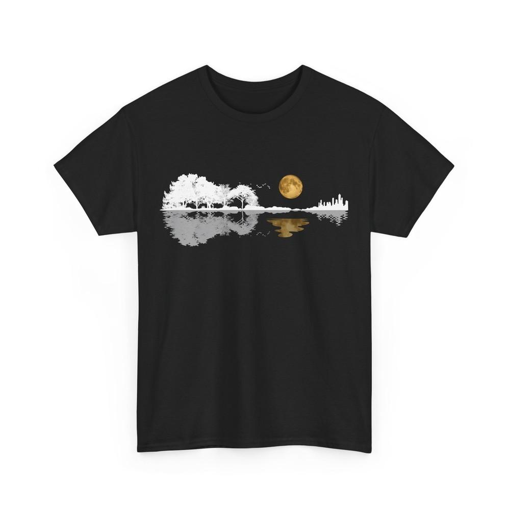 

Guitar Reflection T-Shirt, Trees Wildlife Nature Lovers Music Fans Shirt S