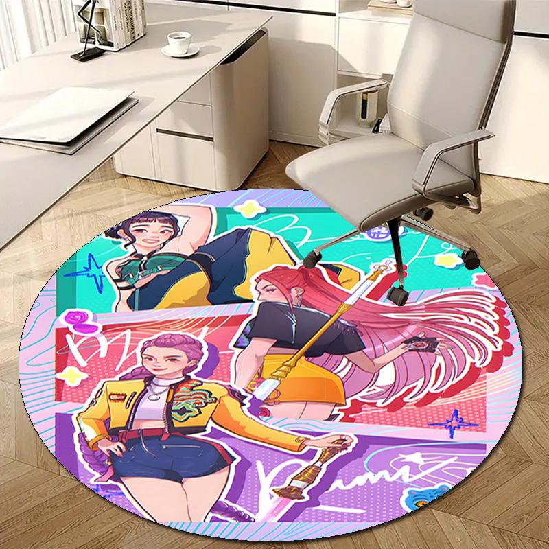 1pc KPop Demon Hunters9 Design Printed Area Round Carpet for Bedroom Living Room Home Decor Rugs Mat Non Slip Mat Rug for Bedside