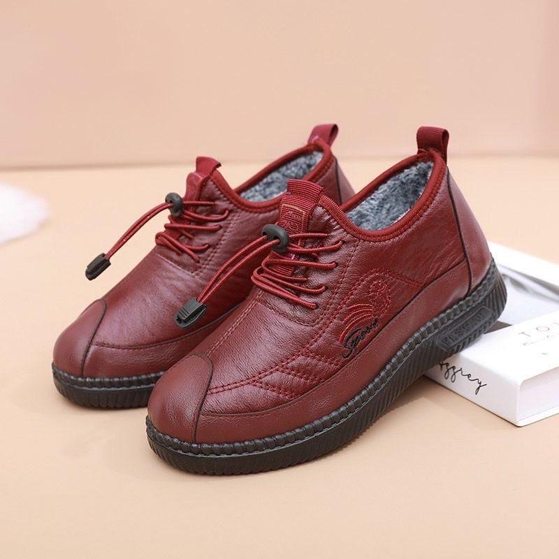 Winter New Wool Cotton Shoes Waterproof and Piled Thickened Medium and Old Snow Boots Non-slip Soft Sole Warm Mother Shoes