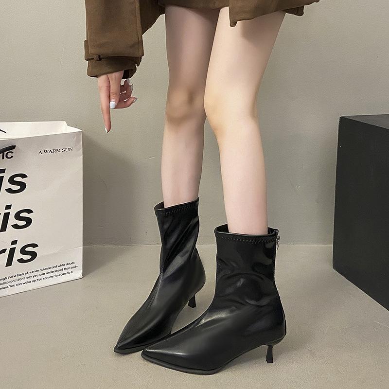 Autumn and Winter New Martin Boots Thin Heel Small Heel High Heel Suede Pointed Fashion Boots Thin Boots Chelsea Boots Short Boots