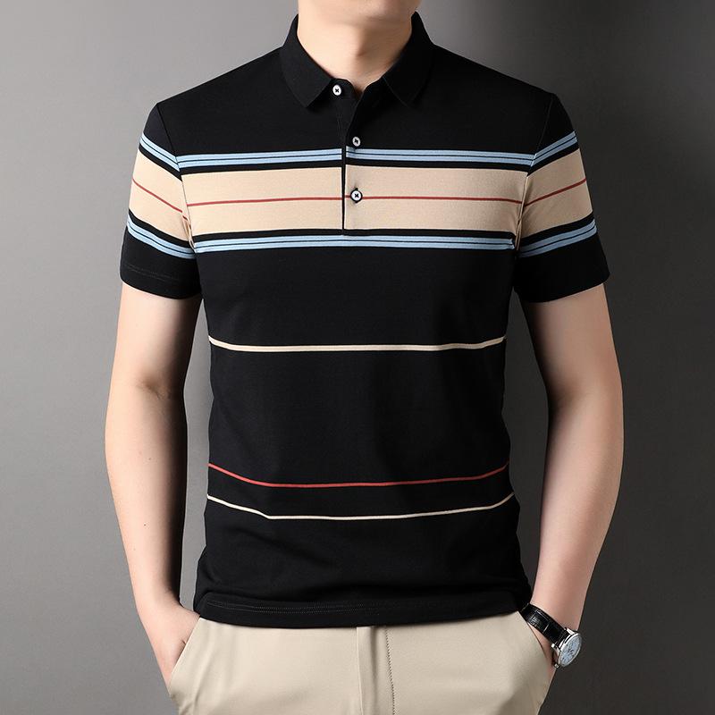 

Men s Short-sleeved Men s T-shirt Cotton T-shirt Lapel Yarn-dyed Summer Thin T-shirt Men s Bottoming Shirt