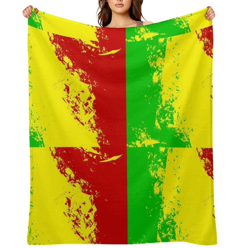 Rastafarian Colors.. Jah Jah. Jamaican.. Reggae Design Throw Blanket Plush Soft Plaid Tourist Soft Blankets
