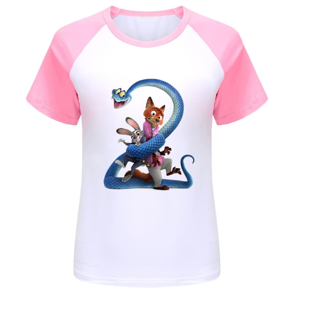 Modische Rundhals-Kurzarm-Arbeitskleidung bedruckte Oberteile für Kinder-Sommeroberteile