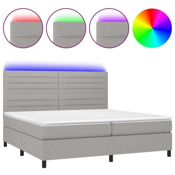 VidaXL Sommier à Lattes de Lit avec Matelas et LED, Lit Rembourré avec Tête de Lit, Lit Double, Lit Adulte de Chambre, 3134981