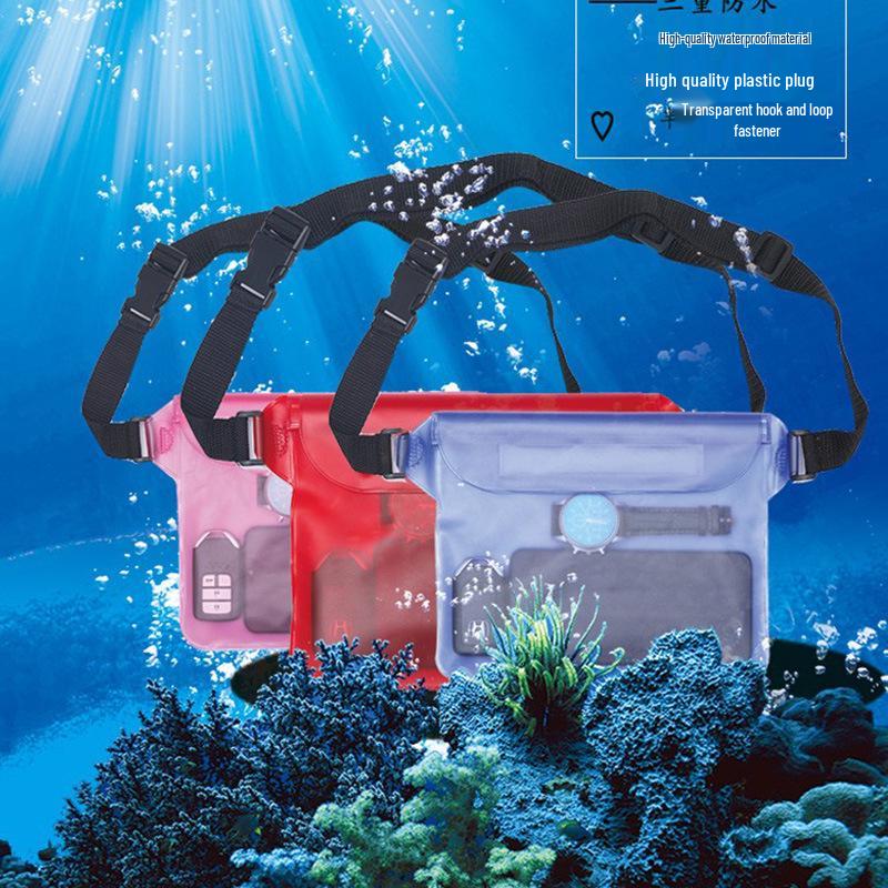 Waterproof Large Waist Pack: Touch-Screen Transparent Pouch for Swimming, Canyoning, and Outdoor Travel.