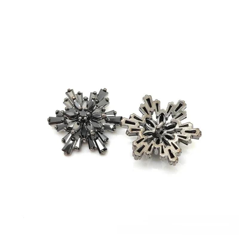 5pc/lot Luxury Snowflake Zircon Button Micro Set Zircon Copper Plated Jewelry Accessories DIY Shirt Dress
