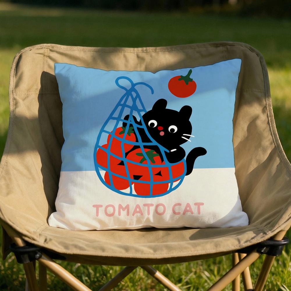 Cartoon Cat Cushion Cover Soft Reversible Durable Pillow Cover MultiScene Use for Home Car Daily Comfort