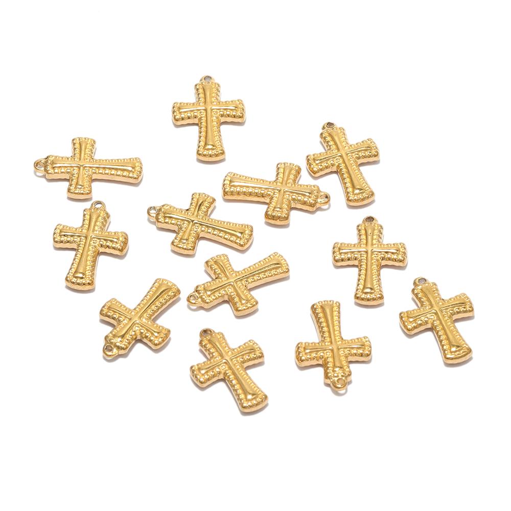 5pcs Stainless Steel Casting Cross Charms DIY Religious Jewelry Pendant Vintage Necklace Making Chokers Findings Supplies