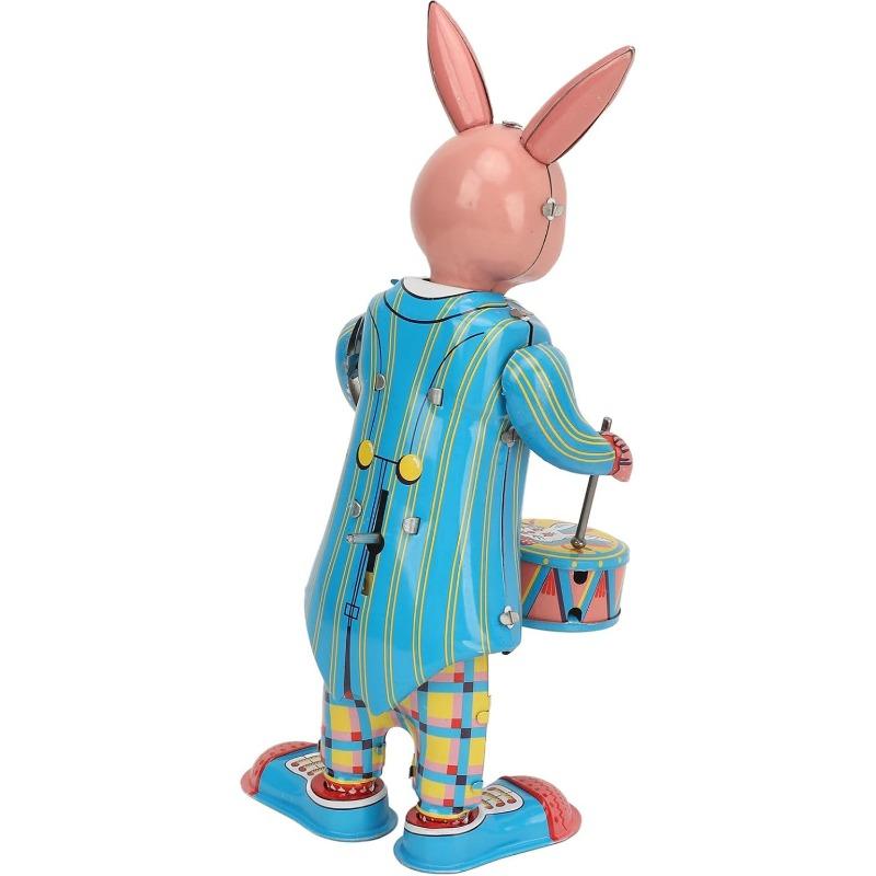Rabbit Clockwork Toy, Metal Vintage Retro Swinging Drumming Rabbit Wind Up Toys for Gifts Collection Decoration