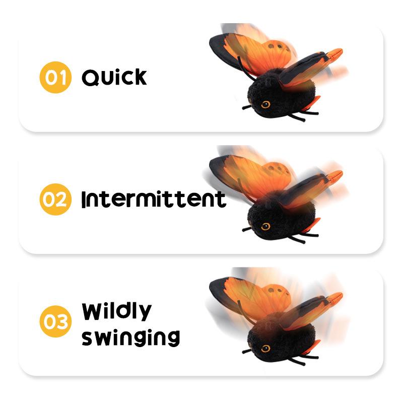 Rechargeable Automatic Cat Teaser Toy 3 Modes Simulation Butterfly Cat Teaser Hanging Elastic String Feline Toy