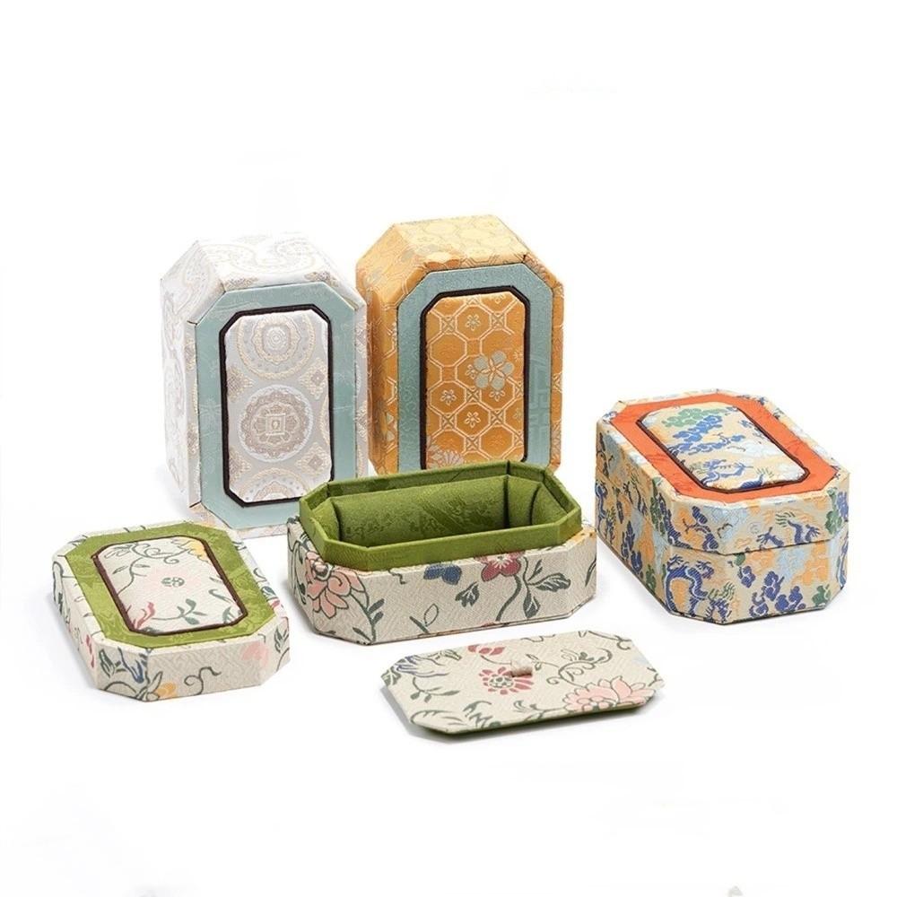 Hard Shell Brocade Jewelry Box Multiple Colors Bangle Storage Box Women Jewelry Storage