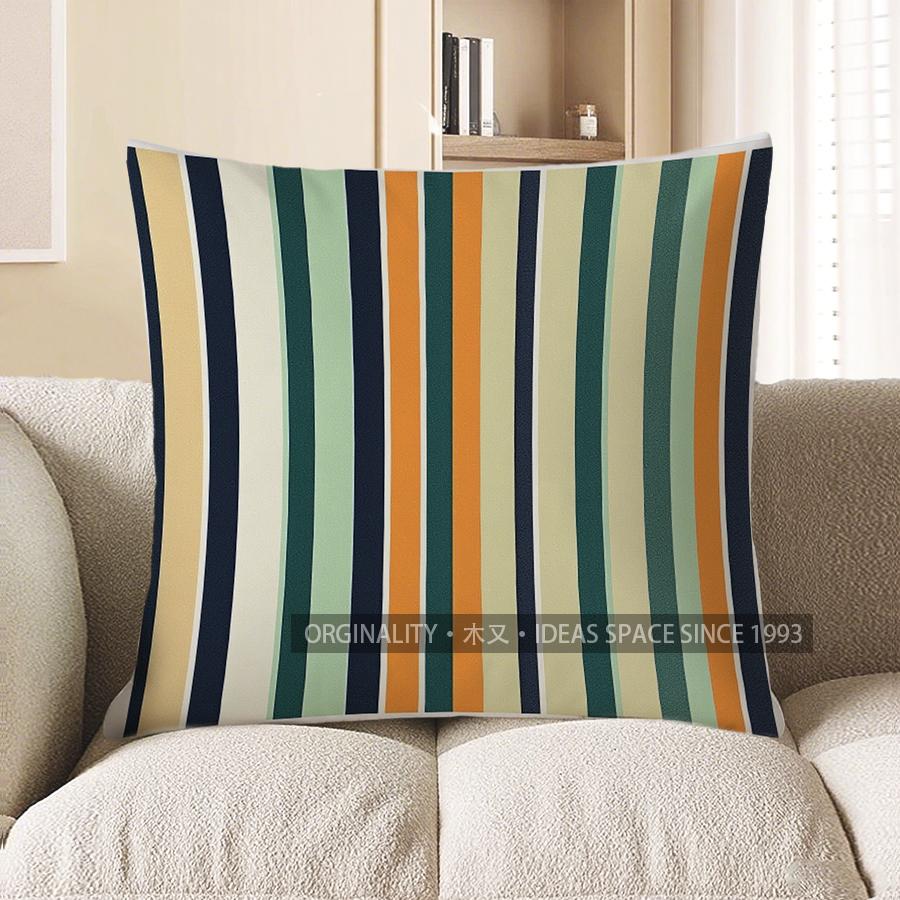 Home Decor Colorful Striped Pattern Throw Pillow Cover Pattern Cushion Cover Suitable for Sofa Bedroom Car Pillow Cover